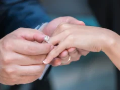 engagement ring on left hand